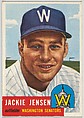 Card Number 265, Jackie Jensen, Outfielder, Washington Senators, from the series Topps Dugout Quiz (R414-7), issued by Topps Chewing Gum Company, Issued by Topps Chewing Gum Company (American, Brooklyn), Commercial color lithograph