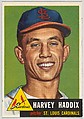 Card Number 273, Harvey Haddix, Pitcher, St. Louis Cardinals, from the series Topps Dugout Quiz (R414-7), issued by Topps Chewing Gum Company, Issued by Topps Chewing Gum Company (American, Brooklyn), Commercial color lithograph
