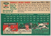 Card Number 24, Granny Hamner, Second Base, Philadelphia Phillies, from "1954 Topps Regular Issue" series (R414-8), issued by Topps Chewing Gum Company., Issued by Topps Chewing Gum Company (American, Brooklyn), Commercial color lithograph