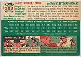 Card Number 103, Jim Lemon, Outfield, Cleveland Indians, from "1954 Topps Regular Issue" series (R414-8), issued by Topps Chewing Gum Company., Issued by Topps Chewing Gum Company (American, Brooklyn), Commercial color lithograph
