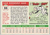 Card Number 59, Gair Allie, Shortstop, Pittsburgh Pirates, from 