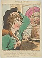 Admiration, Thomas Rowlandson British, Hand-colored etching, printed in brown ink