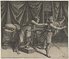 Joseph fleeing from Potiphar's wife, Marcantonio Raimondi  Italian, Engraving