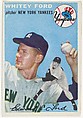 Card Number 37, Whitey Ford, Pitcher, New York Yankees, from "1954 Topps Regular Issue" series (R414-8), issued by Topps Chewing Gum Company., Issued by Topps Chewing Gum Company (American, Brooklyn), Commercial color lithograph