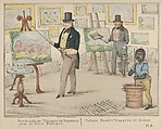 Vive la France, Marchands de "Tableaux" se Preparant pour la Vente Publique / Picture "Dealers" Preparing for "Auction", Alfred E. Baker American, Lithograph, hand colored