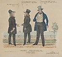 Three Loafers (Trois Originaux), Alfred E. Baker American, Lithograph, hand colored