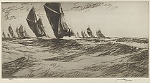 The Thames Barge Race: The Sarah Winning, James McBey British, Etching