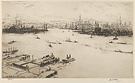 East River, Sunset, James McBey  British, Etching