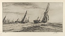 The Thames Barge Race: The Start, James McBey British, Etching