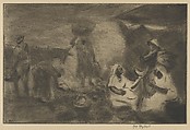 Early Morning Market, George Overbury "Pop" Hart  American, Drypoint, sandpaper, and roulette