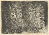 Two Formations of Grotesque Heads, Jacques de Gheyn, III (Dutch, Amsterdam (?) ca. 1596–1641 Utrecht), Etching printed on recto and verso