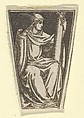 The cardinal virtue of Fortitude represented by a seated woman, her right hand on a column  (possibly a modern impression), Anonymous, Engraving, printed from a plate engraved in the niello manner
