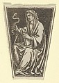 The cardinal virtue of Prudence represented by a seated woman holding a snake in her right hand (possibly a modern impression), Anonymous, Engraving, printed from a plate engraved in the niello manner