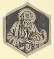 St Luke the Evangelist, holding a banderole (possibly a modern impression), Anonymous, Engraving, printed from a plate engraved in the niello manner