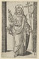 Christ, right hand raised in the gesture of blessing, from "Piccoli Santi" (Small Saints), Marcantonio Raimondi  Italian, Engraving