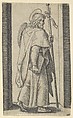 Saint James Major, book is his right hand, staff in his left facing right, from "Piccoli Santi" (Small Saints), Marcantonio Raimondi  Italian, Engraving