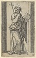 Saint Philip, book in his left hand, staff resting on his left arm, from "Piccoli Santi" (Small Saints), Marcantonio Raimondi Italian, Engraving