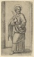 Saint Bartholomew, knife in his right hand, from "Piccoli Santi" (Small Saints), Marcantonio Raimondi Italian, Engraving