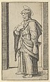 Saint Matthew, a small sack in his left hand, from "Piccoli Santi" (Small Saints), Marcantonio Raimondi Italian, Engraving