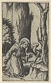 Saint Francis of Assisi praying before a crucifix, from "Piccoli Santi" (Small Saints), Marcantonio Raimondi Italian, Engraving