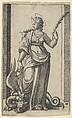 Saint Margaret standing, a dragon at the left, from "Piccoli Santi" (Small Saints), Marcantonio Raimondi  Italian, Engraving