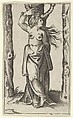 Saint Agatha tied to a tree, her breasts cut off, from "Piccoli Santi" (Small Saints), Anonymous, Engraving