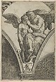 Jupiter embracing Cupid after Raphael's fresco in the Chigi Gallery of the Villa Farnesina in Rome, Marcantonio Raimondi  Italian, Engraving