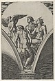 Cupid and The Three Graces, after Raphael's fresco in the Chigi Gallery of the Villa Farnesina in Rome, Marcantonio Raimondi  Italian, Engraving