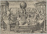 Allegory of the Twelve Labors of Hercules Statues in a Circular Garden, Matthaeus Greuter German, Engraving