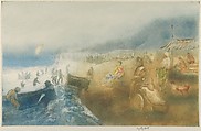 Bathing Beach, Coytesville on Hudson, George Overbury "Pop" Hart American, Aquatint, printed in color, with monotype tone plate