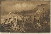 Bathing Beach, Coytesville on Hudson, George Overbury "Pop" Hart American, Soft-ground etching and aquatint with monotype tone plate