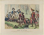 The Rescue–Sergeants Newton and Jasper of Marion's Brigade, rescuing American prisoners from a British guard, who had stacked their muskets while resting near a spring, South Carolina, 1779., Currier & Ives American, Hand-colored lithograph