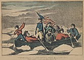 Washington Crossing the Delaware – Evening Previous to the Battle of Trenton, December [2]5th, 1776, Currier & Ives  American, Hand-colored lithograph