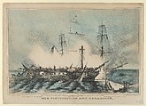 The Constitution and Guerriere–Fought August 19th, 1812–The The Guerriere had 15 men killed and 63 wounded–The Constitution had 7 men killed and 7 wounded, Nathaniel Currier  American, Hand-colored lithograph