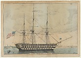 U. S. Ship North Carolina, 102 Guns, Nathaniel Currier  American, Hand-colored lithograph