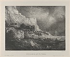 The Surroundings of Dieppe, Eugène Isabey  French, Lithograph in black on light gray chine collé laid down on ivory wove paper; second state of three