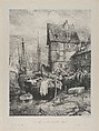 Interior of a Port, Eugène Isabey  French, Lithograph in black on light gray chine collé laid down on ivory wove paper; first state of three