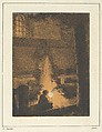 Children Holding a Candle in a Church, Jean-Baptiste Isabey  French, Lithograph with ochre tint-stone