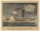 Moonlight on the Mississippi, Currier & Ives  American, Hand-colored lithograph