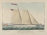 Extraordinary Express Across the Atlantic – Pilot Boat William J. Romer, Captain McGuire, Leaving for England February 9th, 1846, Nathaniel Currier  American, Hand-colored lithograph