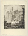 Downtown Manhattan, Albert E. Flanagan American, Etching