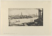 Manhattan Skyline from Brooklyn, Albert E. Flanagan American, Etching