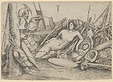 Victory reclining amid trophies, Jacopo de' Barbari Italian, Engraving