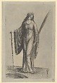 Saint Catherine, Jacopo de' Barbari Italian, Engraving, silhouetted with background from additional piece of paper later added