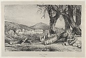 Royat Groove, Eugène Isabey  French, Lithograph in black on light gray chine collé laid down on ivory wove paper; only state