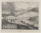 Aidat Lake, Eugène Isabey  French, Lithograph in black on light gray chine collé laid down on ivory wove paper; only state