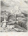 The Bouzols Castle Ruins Near Puy en Delay, Eugène Isabey  French, Lithograph in black on light gray chine collé laid down on ivory wove paper; first state of two, before lettering