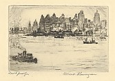 Skyscrapers from a Harbour, Albert E. Flanagan American, Drypoint, trial proof