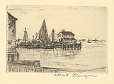 Old Mystic, Conn, Albert E. Flanagan American, Drypoint