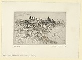 City Silhouette with Brooklyn Bridge, Albert E. Flanagan American, Etching
